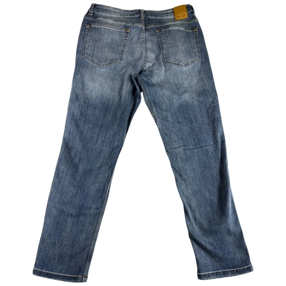 DU/ER Performance Jeans Mens 31x28 Blue Denim Washed Rugged Relaxed Straight Leg